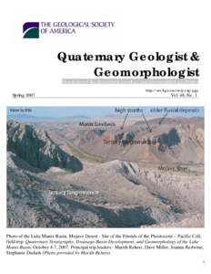 Quaternary Geologist & Geomorphologist Newsletter of the Quaternary Geology and Geomorphology Division http://rock.geosociety.org/qgg  Spring 2007