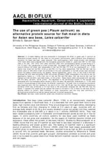 AACL BIOFLUX Aquaculture, Aquarium, Conservation & Legislation International Journal of the Bioflux Society The use of green pea (Pisum sativum) as alternative protein source for fish meal in diets