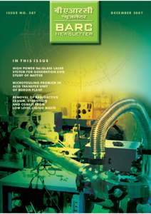 ISSUE NOIN THIS ISSUE HIGH POWER Nd:GLASS LASER SYSTEM FOR GENERATION AND STUDY OF MATTER