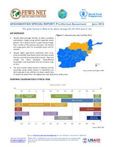 AFGHANISTAN SPECIAL REPORT: Pre-Harvest Assessment  June 2014 The grain harvest is likely to be above average for the third year in row KEY MESSAGES