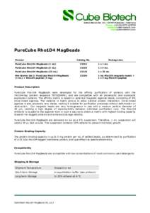 PureCube Rho1D4 MagBeads Product Catalog No.  Package size