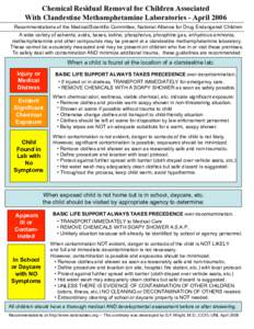 Chemical Residual Removal for Children Associated With Clandestine Methamphetamine Laboratories - April 2006 Recommendations of the Medical/Scientific Committee, National Alliance for Drug Endangered Children A wide vari