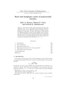 New York Journal of Mathematics New York J. Math–761. Real and imaginary parts of polynomial iterates Julia A. Barnes, Clinton P. Curry