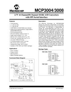 MCP30047V 4-Channel/8-Channel 10-Bit A/D Converters with SPI Serial Interface Features  Description