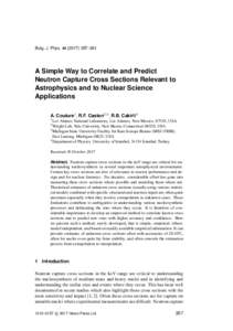 Bulg. J. Phys–361  A Simple Way to Correlate and Predict Neutron Capture Cross Sections Relevant to Astrophysics and to Nuclear Science Applications