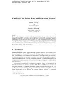 Computational trust / Advogato / Robustness / Sybil attack / Trust management / Computing / Human behavior / Collective intelligence / Reputation management / Reputation system / Trust metric
