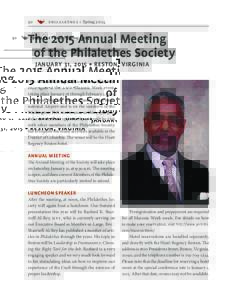 50          philalethes • Spring 2014 The 2015 Annual Meeting of the Philalethes Society