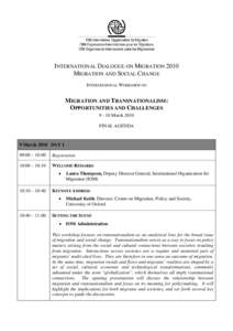 Migration and Transnationalism: Opportunities and Challenges - Annotated Agenda