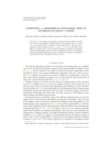 MATHEMATICS OF COMPUTATION Volume 00, Number 0, Pages 000–000 SXXCOMPUTING (ℓ, ℓ)-ISOGENIES IN POLYNOMIAL TIME ON JACOBIANS OF GENUS 2 CURVES