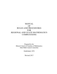 MANUAL OF RULES AND PROCEDURES FOR REGIONAL AND STATE MATHEMATICS COMPETITIONS