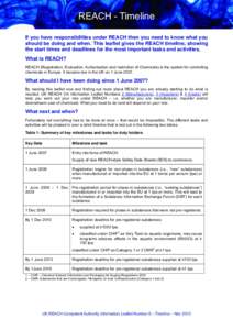 Microsoft Word - REACH - UK Competent Authority Information Leaflet Number 6 - Timeline - Nov[removed]Version 3 0