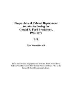 Biographies of Ford Cabinet Department Secretaries