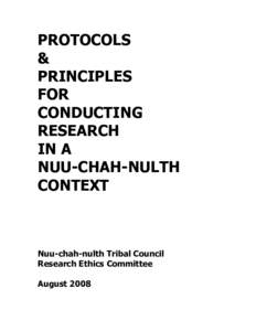 PROTOCOLS & PRINCIPLES FOR CONDUCTING RESEARCH