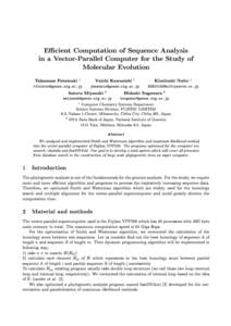 Ecient Computation of Sequence Analysis in a Vector-Parallel Computer for the Study of Molecular Evolution Takamasa Futatsuki 1  