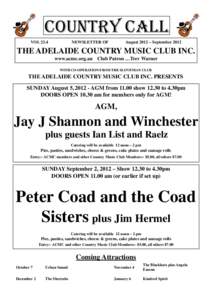 Adelaide Country Music Club Country Call - AugstSeptember 2012 Issue - Vol 23.4