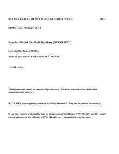 NEVADA BUREAU OF MINES AND GEOLOGY (NBMG[removed]NBMG Open-File Report 04-1