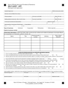 State of Rhode Island and Providence Plantations  SELF AUDIT - APP Managed Audit Application FEIN/social security number