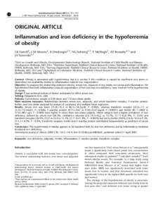 International Journal of Obesity[removed], 1412–1419 & 2007 Nature Publishing Group All rights reserved[removed] $30.00 www.nature.com/ijo ORIGINAL ARTICLE Inflammation and iron deficiency in the hypoferremia