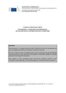 Consultation document - Public consultation on non-binding guidelines for reporting of non-financial information by companies