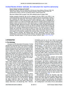 REVIEW OF SCIENTIFIC INSTRUMENTS 81, 081101 共2010兲  Invited Review Article: IceCube: An instrument for neutrino astronomy