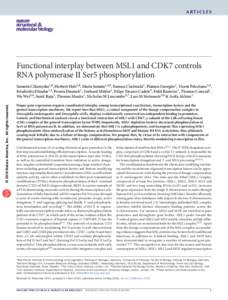 articles  Functional interplay between MSL1 and CDK7 controls RNA polymerase II Ser5 phosphorylation  © 2016 Nature America, Inc. All rights reserved.