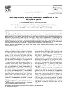 Auditory sensory memory for random waveforms in the Mongolian gerbil