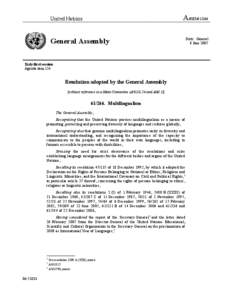 A/RES[removed]United Nations General Assembly Sixty-first session