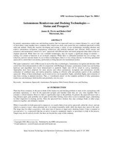 SPIE AeroSense Symposium, Paper No[removed]Autonomous Rendezvous and Docking Technologies —