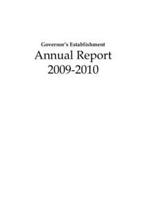 Governor’s Establishment  Annual Report[removed]  14 September 2010