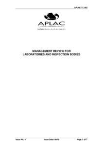 APLAC TC 003  MANAGEMENT REVIEW FOR LABORATORIES AND INSPECTION BODIES  Issue No. 4