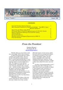 Agriculture and Food  The E-Newsletter of the ISA Research Committee on Agriculture and Food Volume 3 Number 1 ………………………………………………………...…………..……….… January 2009