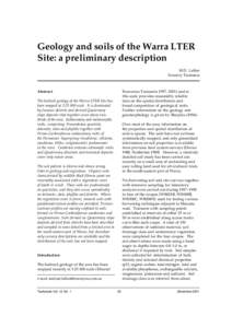 Geology and soils of the Warra LTER Site: a preliminary description M.D. Laffan Forestry Tasmania  Resources Tasmania 1997, 2001) and at