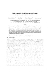 Discovering the Game in Auctions Michael Kaisers ab Karl Tuyls a  Frank Thuijsman b