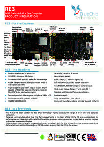 RE3  iMX6 Cortex A9 All in One Computer PRODUCT INFORMATION RE3 - For the Engineers