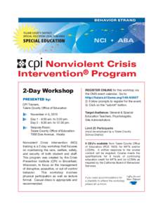 BEHAVIOR STRAND  NCI • ABA Nonviolent Crisis Intervention® Program