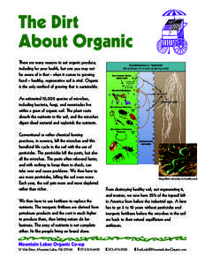 The Dirt About Organic There are many reasons to eat organic produce, including for your health, but one you may not be aware of is that - when it comes to growing food – healthy, regenerative soil is vital. Organic