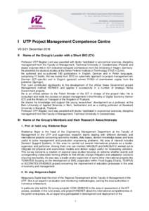 I  UTP Project Management Competence Centre V0.3/21 December 2016 II