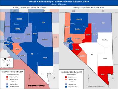 Social Vulnerability to Environmental Hazards, 2000 State of Nevada County Comparison Within the Nation  OR
