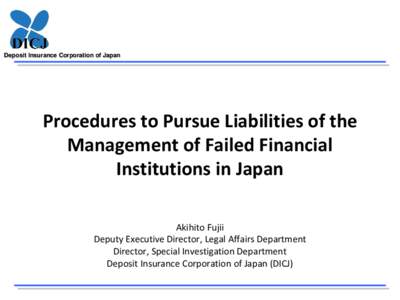 Procedures to Pursue Liabilities of the Management of Failed Financial Institutions in Japan