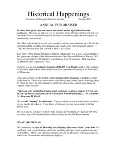 Historical Happenings Newsletter of Kewanee Historical Society SummerANNUAL FUNDRAISER