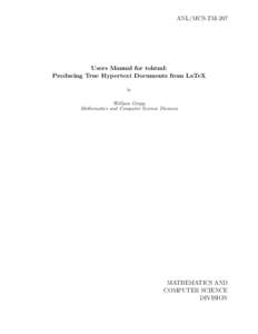 ANL/MCS-TM-207  Users Manual for tohtml: Producing True Hypertext Documents from LaTeX by
