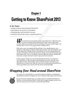 Chapter 1  AL Getting to Know SharePoint 2013 In This Chapter