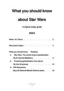 What you should know about Star Wars A topical study guide INDEX Notes for Tutors