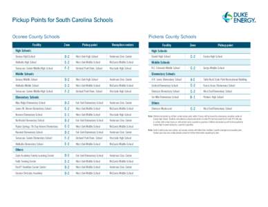 Pickup Points for South Carolina Schools Oconee County Schools Facility Pickens County Schools Zone