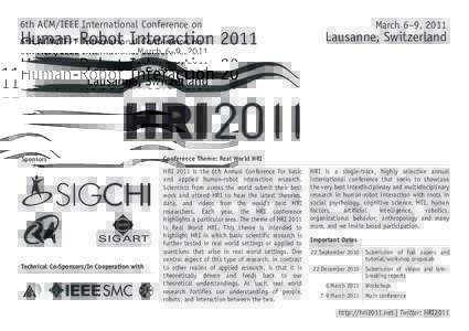 6th ACM/IEEE International Conference on  Human-Robot Interaction 2011 Sponsors