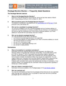 2014 Paralegal Bencher Election - FAQs