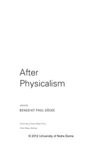 After Physicalism edited by BENEDIKT PAUL GÖCKE