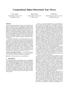 Computational Higher-Dimensional Type Theory Carlo Angiuli Robert Harper  Todd Wilson