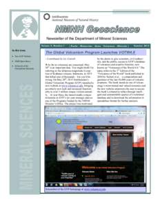 Newsletter of the Department of Mineral Sciences Volume 4, Number 1 In this Issue  New GVP Website  DMS Open House