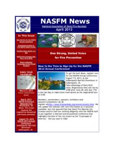 NASFM News National Association of State Fire Marshals AprilIn This Issue